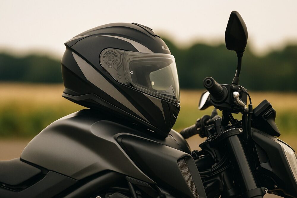 バイクの上のヘルメット