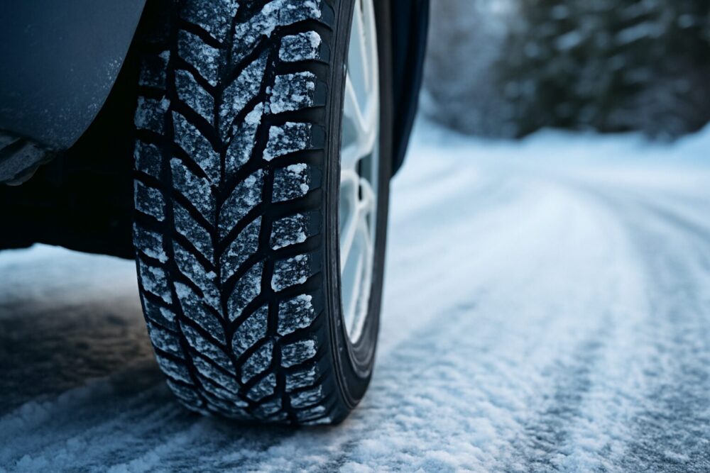 雪道を走るタイヤ