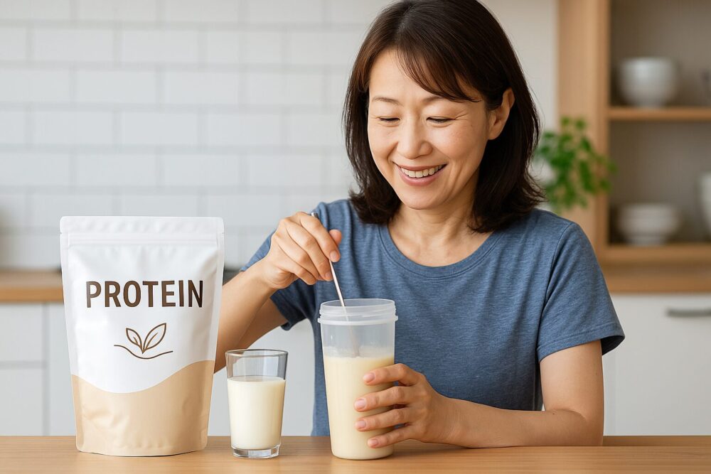 プロテインを溶かす女性